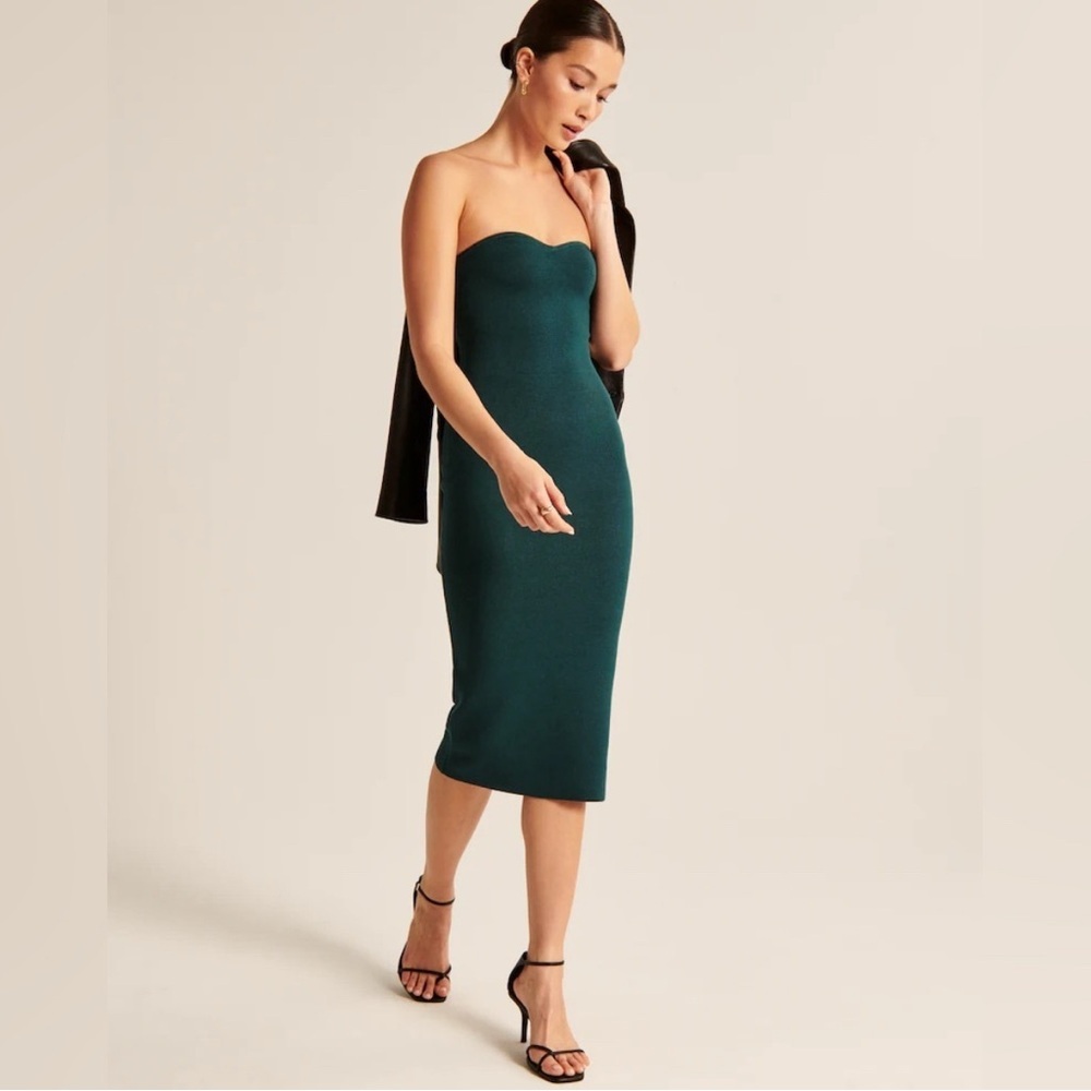 Abercrombie & Fitch Teal Strapless Sweater Dress